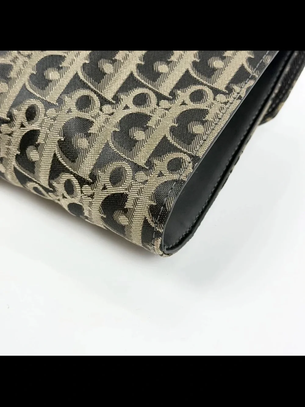Dior Foldover Clutch in Black and Tan Signature Canvas